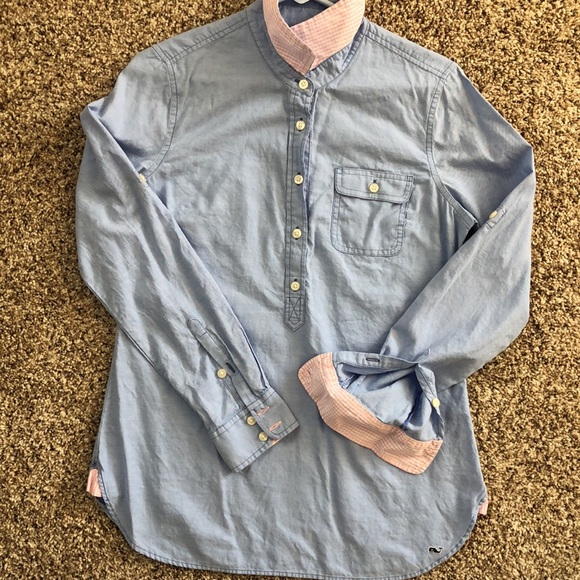 Vineyard Vines long sleeve 100% cotton shirt. Pink Gingham roll up sleeves - Picture 4 of 7